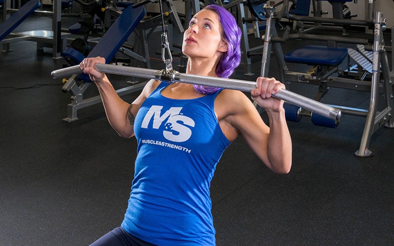 M&S Female Athlete Performing Pulldowns